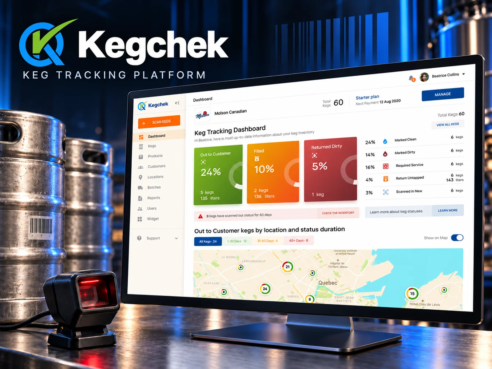 Keg Tracking App interface